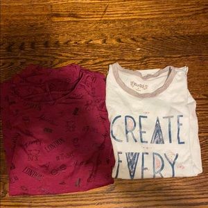 Maroon so shirt and white mud shirt